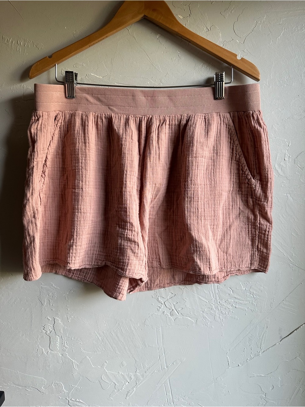 Mododoc Blush Cotton Gauze Lounge Shorts Pockets Boho Loungewear Lightweight M
